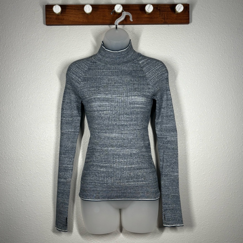 Victoria Secret Blue Ribbed Sweater With Thumb Holes Size Small Petite